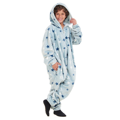 Snuggs Kids Blanket Onesie Pastel Blue Stars